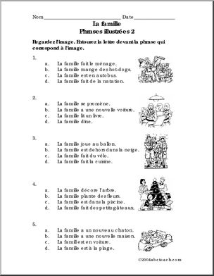 French: Picture Sentences – Household – Abcteach