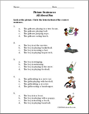 Picture Sentences – Playground (primary) Worksheet