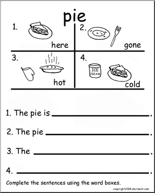 Beginning Writing Practice, Set 11a (pie)
