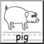 Clip Art: Basic Words: Pig B&W (poster)
