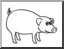 Clip Art: Basic Words: Pig (coloring page)