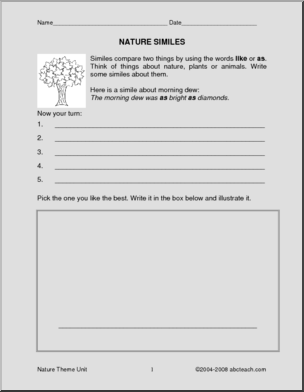 Nature Similes (elem Upper Elem) Writing Prompt – Abcteach