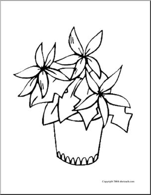 Coloring Page:  Poinsettia (easy version)