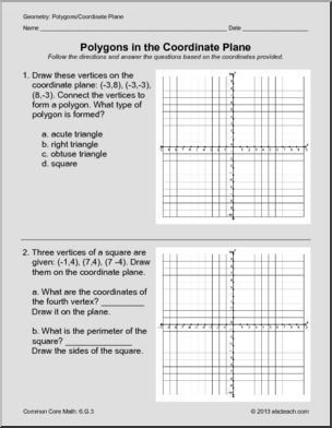 Geometry – Polygons in the Coordinate Plane (grade 6) Common Core