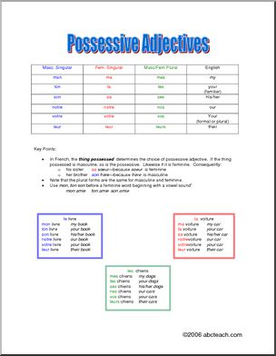 French: Possessive Adjectives