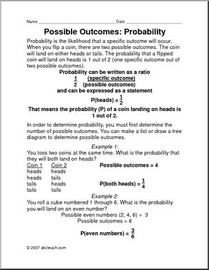 Rules and Practice: Possible Outcomes and Probability (upper elem/middle)