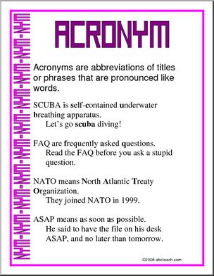 Acronym Vocabulary Poster