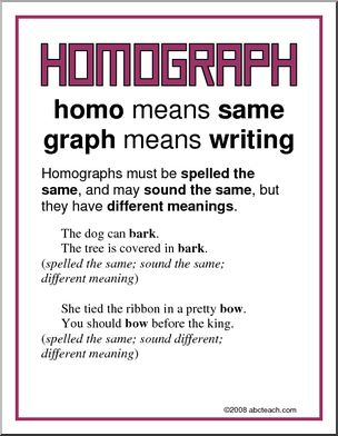 Homograph Vocabulary Poster