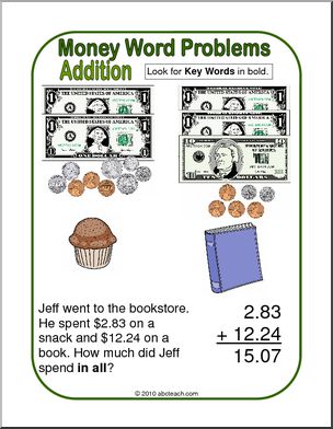 Math Addition Money Word Problems (primary/elem) Poster