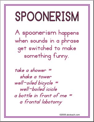 Spoonerism Vocabulary Poster