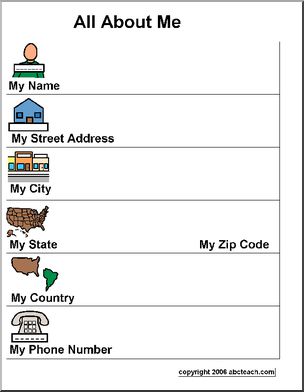 Form: All About Me (pre-k/primary)