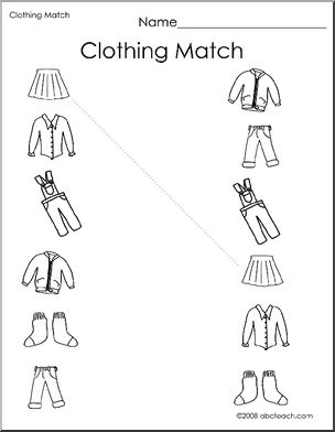 Worksheet: Clothing Match 1 (preschool/primary)