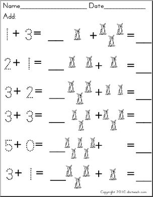 Set 12 rabbits (prek – 1) Addition with pictures