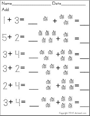 Set 9 fish (prek – 1) Addition with pictures