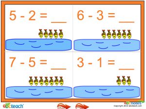Interactive: Notebook: Math: Subtraction w/interactive images: Set 3, fish (prek-1)