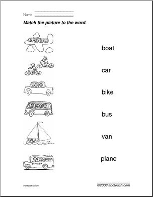 Transportation theme (preschool/primary)’ Picture Reading