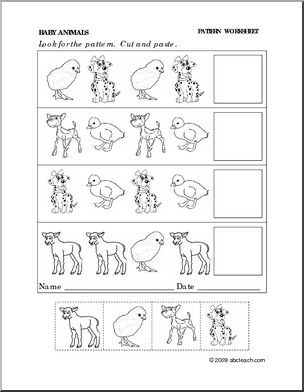Worksheet: Baby Animals – Follow the Pattern (preschool/primary)