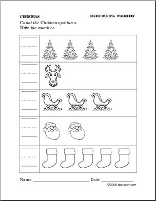 Worksheet: Christmas – Write the Number (preschool/primary) – Abcteach