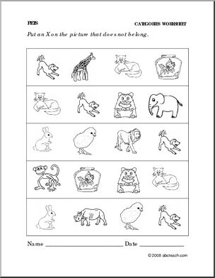 Worksheet: Pets – Categories (preschool/primary) – Abcteach