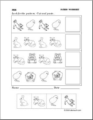 Worksheet: Pets – Follow the Pattern (preschool/primary) – Abcteach