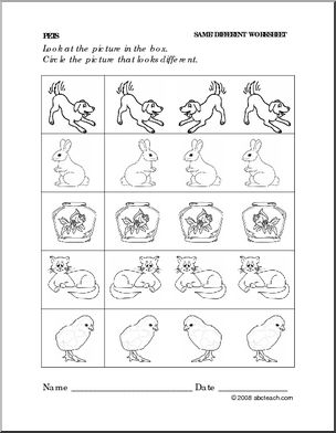 Worksheet: Pets – Same and Different (preschool/primary) – Abcteach