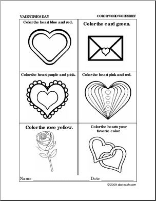 Worksheet: Valentine’s Day Coloring (preschool/primary) -b/w