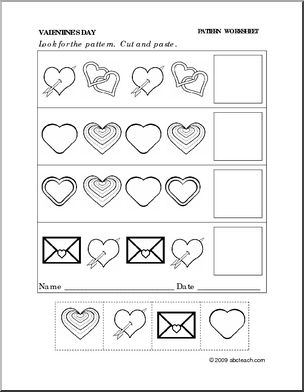 Worksheet: Valentine’s Day – Follow the Pattern (preschool/primary)