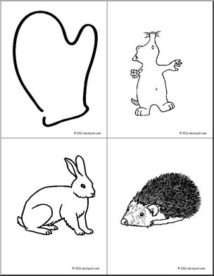 Flashcards: Animals of The Mitten (b/w) (pre-k/primary)