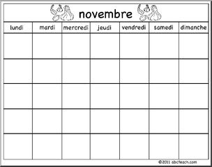 French: Calendar: Calendrier modÃ‹le-novembre