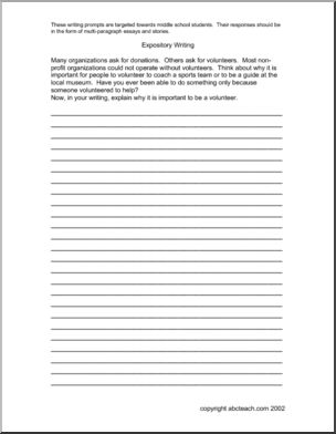 Ten Pages (middle school) Writing Prompts