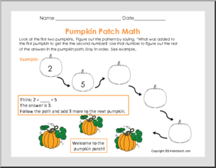 Pumpkin Patch Game – addition (grades 1-2) Math