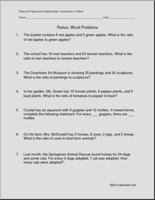 Math: Ratios – Word Problems (grade 6)