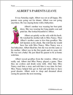 Fiction: Albert’s Parents Leave (primary)