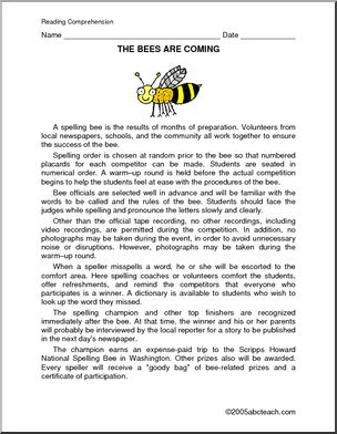 Comprehension: The Bees Are Coming! (upper elementary)