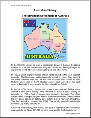 Comprehension: Australia’s History: European Settlement (elem)