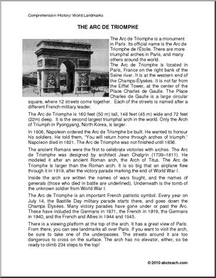 Comprehension: World Landmark – Arc de Triomphe (elem)