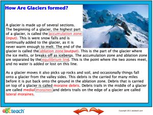 Interactive: Flipchart: Reading Comprehension: Glaciers (upper elem)