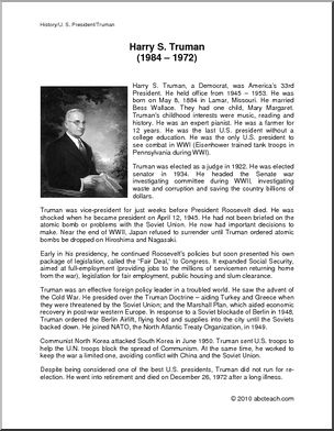 Biography: U. S. President Truman (upper elementary/middle)