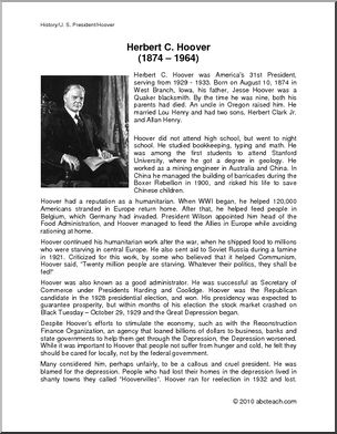 Biography: U. S. President Herbert Hoover (upper elem/middle)