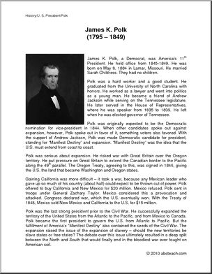 Biography: U. S. President James Polk (upper elem/middle) – Abcteach