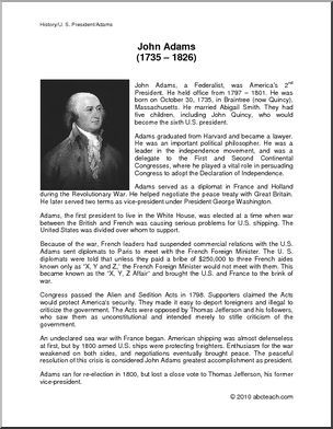 Biography: U. S. President John Adams (upper elem/middle)