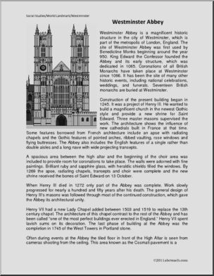 Comprehension: World Landmark – Westminster Abbey (upper elem/middle)