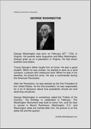 Biography: U. S. President George Washington (elem)