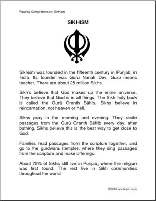 Comprehension: Sikhism (primary/elem)