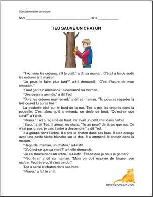 French: Ted sauve un chaton