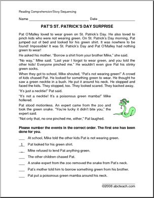 Story Sequencing: St. PatrickÃ­s Day Surprise (elem/upper elem)