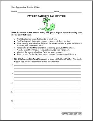 Story Sequencing: St. PatrickÃ­s Day Surprise (upper elem/middle)