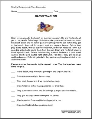 Story Sequence: A Day at the Beach (elem/upper elem)