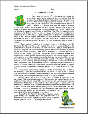 Comprehension: St. Patrick’s Day (elementary)