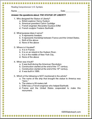 Comprehensions: American Symbols (elem)